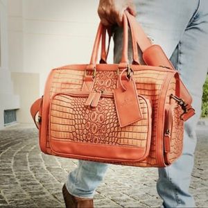 Purple Relic Travel Overnight Bag Vegan Leather Burnt Orange Brown Brand New